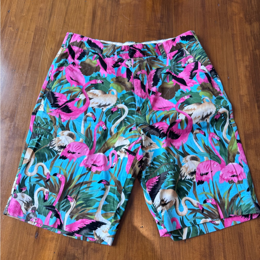 Loudmouth Pink and Blue Flamingo Women's Shorts